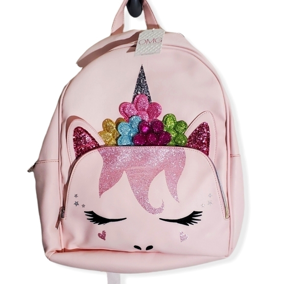 OMG Accessory - NWT Beautiful Soft Pink Unicorn Large Backpack With Glit… - Picture 1 of 7